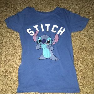 Blue, stitch, short sleeve t-shirt